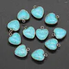 Pendant Necklaces Heart Shape Blue Turquoises Natural Stone Beads Charm For DIY Necklace Bracelet Accessories Jewelry Making Gift 18x20mm