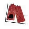 Fem fingrarhandskar Halv Palm Glove Rivet Pins Street Fashion Driving Gloves äkta riktiga getläderhandskar Kvinnor Fashion Short Mantens G599 230615