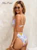 Two-piece Suits Women's Swimwear Underwire Top And High Waist Cheeky Bikini Set For Women Sexy V-neck Two Pieces Swimsuit Beach Swimwear Bathing Suits 230616