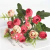 Gedroogde bloemen Boekethoofden Kunstmatige Rose Tea Flower Silk Fake flores voor DIY Home Garden Wedding Decoration