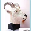 Máscaras de festa Cabra Antílope Máscara de cabeça de animal Novidade Traje de Halloween Latex Fl Masquerade Para Adts