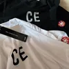 C.e Japońskie proste CE Refleksyjne literowe miłośnicy koszulki Mężczyźni i kobiety Summer Letni Trend z krótkim rękawem