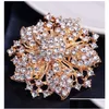 Pins Broches Diamanten Broche Kristal Bloemen Bauhinia Pins Boutonniere Stick Cors Sjaal Clips Bruiloft Mode Sieraden Will And Drop Dhkwt