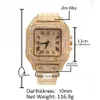 Montres pour femmes The Bling King Iced Out Men Watch Watch Square Diamond Quartz Luxury Mens Wrist Wistres Gold Roman Steel Clock Relogie Masculino 230615