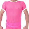 Heren T-shirts Mode Mannen Mesh Shirt See Through Korte Mouw Slanke Sexy T-shirts Dunne Ademende Nachtkleding Tops