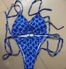 Conjunto de biquíni sexy de grife para mulheres maiô bandagem duas peças top curto maiô tanga maiô cintura alta roupa de praia ss1