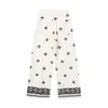 Spodnie damskie Capris Uniizera Spring Vintage Contrast szeroko nogi spodnie Relaks Casual Druku