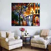 Abstract Canvas Art Rain in Miami Hand Painted Cityscapes Painting for Hotels Decor Modern