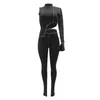 Women's Two Piece Pants Women'S Fashion Sexy 2pcs Sets Suits Personality Irregular Bright Line One Sleeve Design Sports Slim Trousers