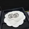 Merk Classic Crystal Charm Oorbellen Mode Nieuwe Parel CC Oorbellen voor Vrouwen Luxe S925 Zilveren Naald Designer Oorbellen Sieraden