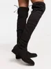 Low Heeled Women Boots 2023 Winter New Product Casual Women Shoes Suede Round Head Strappy Over The Knee Boots Dropshopping