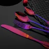 Dinnerware Sets 16/24Pcs Black Set Stainless Steel Cutlery Vintage Knife Fork Coffee Spoon Flatware Western Kitchen Tableware