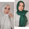 Ethnic Clothing Muslim Chiffon Hijab Scarf Women Long Head Wrap For Hijabs Scarves Ladies Veil Porcelain Jewelry Pearls