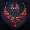 Chains 2023 Europe And America Exaggerate Crystal Pearl Gemstone Necklace Earrings Set Bride Banquet Female Accessories Wholesale