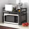 Pot Racks Kitchen Microwave Oven Rack Utensils Cooker Storage Organizer Seasoning Bottle Home Retractable Shelf 230615