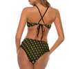 Kadın Mayo Sarı Daisy Bikini Set Seksi Sevimli Çiçek Baskı Mayo Push Up Sling Şık Spor Plajı Giyim