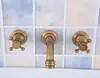 Bathroom Sink Faucets Antique Brass Retro Copper 3 Hole Wall Mount Kitchen Basin Faucet Cold Mixer Water Bathtub Taps 2sf527