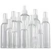 Botellas de spray vacías transparentes 30ml 50ml 60ml 80ml 100ml 120ml Mini contenedor recargable de plástico cosmético vacío ZZ