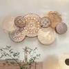 Decorative Objects Figurines Rattan Woven Wall Accents Handmade Japanese Wooden Carved Decoration Sofa Bedside Background Restaurant 230615