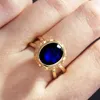 Wedding Rings Simple Blue Gem Creates Gold Plated Finger Ring Charm Female Jewelry Fashion Elegant Bride Engagement