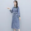 Robes décontractées Denim Dress Femmes Long Paragraphe 2023 Printemps Et Automne Mode Chemise Pour Vestidos Feminino