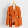 レディースジャケットレディースストリートツーリングコート2023ラペル長袖マルチポケットデザインオレンジ