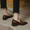 Luxury2023 Bayan Bahar Ayakkabıları Sıradan Düşük Topuklu Rahat Saf Kare Baş Siyah Artı Boy Boyutlu Lefu Kadın Ayakkabıları