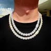 2023 Großhandel Hip Hop Schmuck Weißvergoldete kubanische Gliederkette Iced Out Halskette