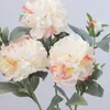 Flores decorativas 64x14cm Flor de simulación de boda Decoración de seda de peonía de doble color Adornos de lujo de estilo europeo falsos