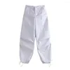 Pantalon femme Parachute décontracté Hippie Y2K Cargo femmes taille haute pantalon de survêtement cordon poches coréen Vintage blanc mode 2023