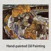 Paisagem Abstrata Arte em Lona Cidade da Ilha (Cidade Crescente de Krumau) Egon Schiele Pintura a Óleo Arte Moderna Feito à Mão