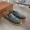 New LP PIANA Flat Couples shoes Summer Walk Charms Suede loafers Moccasins Unisex Luxury Genuine Leather Casual Dress shoes factory footwear Size 35-45