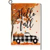 1pc, automne citrouille petit jardin drapeau 12x18 pouces Buffalo camion Vertical Double face Thanksgiving feuilles d'érable toile de jute cour extérieur décor