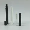 2/3/4/5ml黒いクリア白いプラスチックスプレーボトル小さなアトマイザー香水ボトルクリンプ首のプラスチック香水ボトルUDIBM