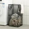 Çamaşır çantaları sepet, katlanabilir organizatör ince örgü taşınabilir banyo katlanır kirli giysiler günlük kullanım