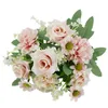 Fleurs séchées 1 pièces mixte vintage imitation fleur soie rose bouquet hortensia pivoine mariée fausse décoration de mariage à la maison