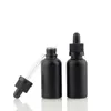 Bottiglie di profumo di olio essenziale di vetro smerigliato nero e flacone contagocce con pipetta reagente liquido da 5 ml a 100 ml Mtvii