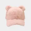 볼 캡 겨울 패션 플러시 따뜻한 야구 모자 소녀 귀여운 곰 귀에 kpop 여자 남자 남성 모자 의류 액세서리