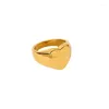 Wedding Rings Heart Shaped For Women Gold Color Stainless Steel Engagement Female Jewelry Anniversary Gift