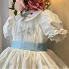Abiti da ragazza 0-12 anni bambina estate fiore bianco ricamo abito da ballo principessa Lolita vintage turco per vacanze di compleanno casual Eid 230615