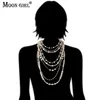 Pendentif Colliers MOON GIRL Multi-couche Simulé Perles Chaîne Long Collier À La Mode Déclaration Collier Ras Du Cou pour les femmes Bijoux De Mode 230615