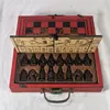 Jeux des échecs Boîte portable antique ensemble International Set Resin Threedimensional Terracotta Army Piece en bois pliant échecboard 230615