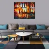 Stunning Landscape Canvas Art Night City Hand Painted Urban Streets Painting Lobby Decor