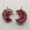 Pendant Necklaces Beautiful Natural Red Onyx Handmade Tree Of Life Moon Pendants For Men Women Jewelry Wholesale 4pcs/lot