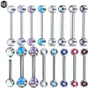 Labret Lip Piercing Jewelry 10Pcslot G23 Double Ball Tongue Ring Internally Threaded Nipple Straight Barbells Tragus Helix Ear Cartilage Piercings 230615