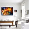 Vibrant Street Art on Canvas October Fog Handmade Contemporary Oil Painting for Living Room Wall