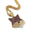 Pendant Necklaces Cute Necklace Pendants Full Red Colored CZ Stones Fashion Animal Bling Hiphop Jewelry For Men Women