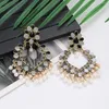 Stud Earrings Bohemia Ethnic White Flower Beads Tassel Jewelry Vintage Heart Shape Statement For Women Party