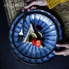 Plates ANTOWALL Deep Blue Ceramic Dinner Plate Western Steak Pasta Dish Restaurant Special Tableware Household Big Flat