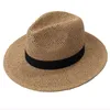 Chapeaux à large bord Chapeaux seau HT3119 Fedoras Chapeau de paille à bande noire Hommes Femmes Chapeau d'été à large bord Homme Femme Panama Chapeau Casquette de plage Unisexe à bord plat Chapeau de plage 230615